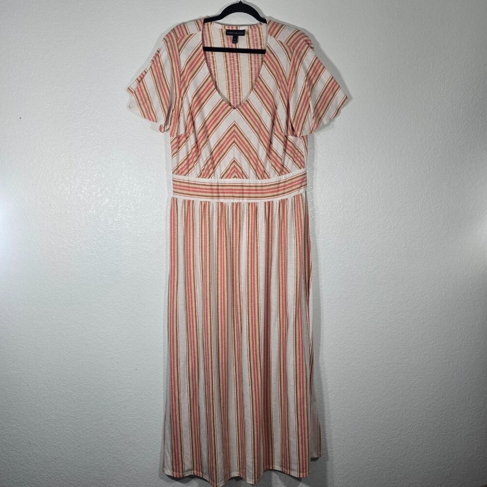 Lane Bryant Maxi Dress Womens 14-16 Multicolor Stripe Chevron Stretch